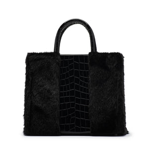 Fur panelled croc bag ( medium )