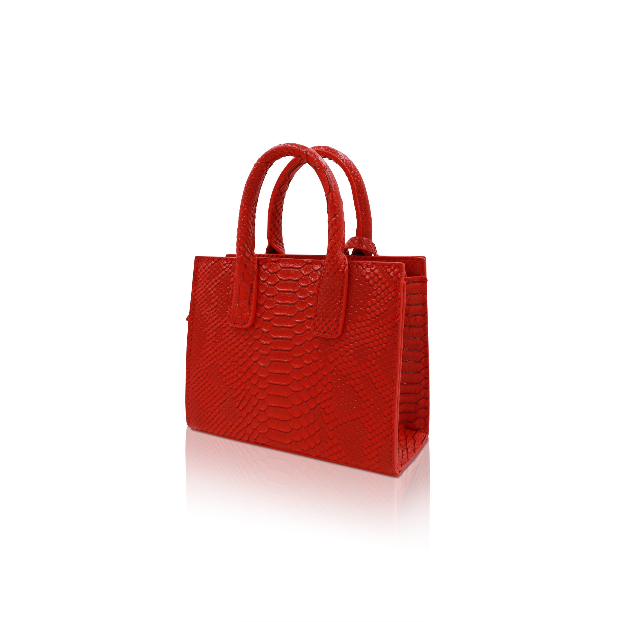 Get the Bag Red Crocodile-Embossed Mini Duffle Bag